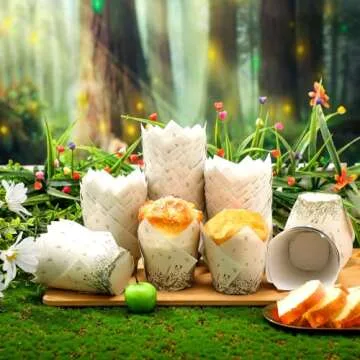 Gerrii 200 Pcs Wildflower Tulip Cupcake Liners for Baking