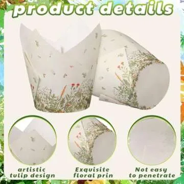 Gerrii 200 Pcs Wildflower Tulip Cupcake Liners for Baking