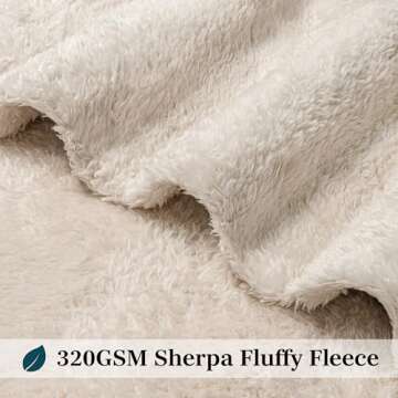 PAVILIA Sherpa Throw Blanket for Couch Sofa, Cream Beige Fluffy Warm Plush Blanket for Bed, Cozy Super Soft Lightweight Throw, Fuzzy Decorative Blanket, All Season Home, 50x60