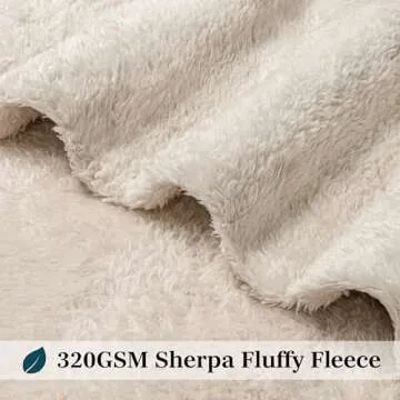 PAVILIA Sherpa Throw Blanket for Couch Sofa, Cream Beige Fluffy Warm Plush Blanket for Bed, Cozy Super Soft Lightweight Throw, Fuzzy Decorative Blanket, All Season Home, 50x60