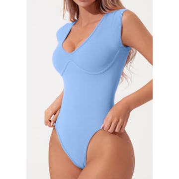 Stylish QINSEN Cap Sleeve Bodysuit for Women