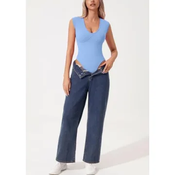 Stylish QINSEN Cap Sleeve Bodysuit for Women