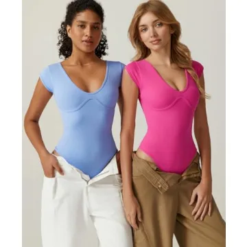 Stylish QINSEN Cap Sleeve Bodysuit for Women