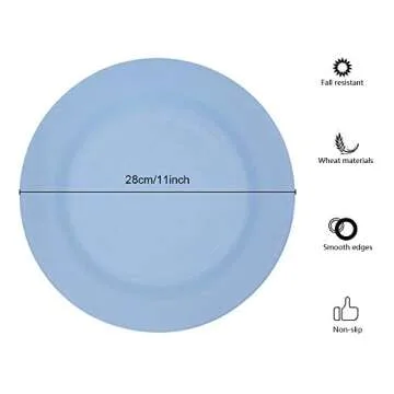 SNOMEL 11 Inch Dinner Plate Set, Extra Large Pasta Plates, Unbreakable Dishes, Lightweight Wheat Str...