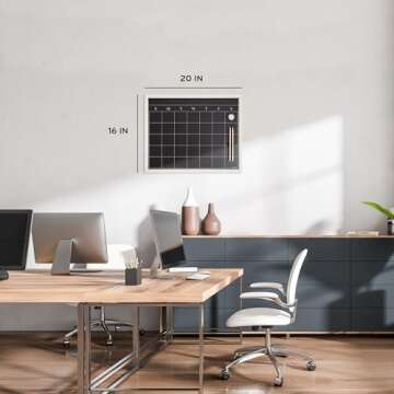 U Brands Magnetic Chalk Calendar Board, 20"x16", Whitewashed Wood Style Frame, includes Chalk Pencils and Magnets