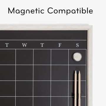 U Brands Magnetic Chalk Calendar Board, 20"x16", Whitewashed Wood Style Frame, includes Chalk Pencils and Magnets