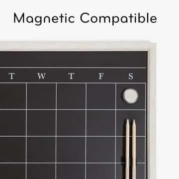 U Brands Magnetic Chalk Calendar Board, 20"x16", Whitewashed Wood Style Frame, includes Chalk Pencils and Magnets