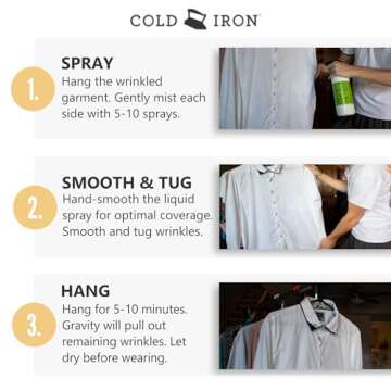 Cold Iron Wrinkle Release Spray for Clothes. 32 fl oz. Unscented/Fragrance Free. Plant Based Ironing...