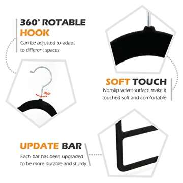 Myfolrena Velvet Pants Hangers for Closet Organization