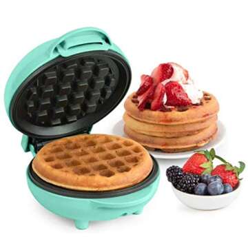 Nostalgia MWF5TL MyMini Personal Electric Waffle Maker, Hash browns, French Toast Grilled Cheese, Quesadilla, Brownies, Cookies, Aqua (Teal)