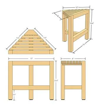 Asta Zini Solid Teak Shower/Bath/Spa Corner Foot Stool, Side Table, Fully Assembled, TB-014