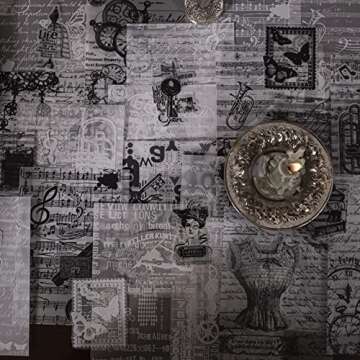 180 Pieces Vintage Black Scrapbooking Supplies Kit 120PCS Black Transparent Paper and 60PCS Aesthetic Stickers for Journaling Junk Journal Cottagecore Gift Wrapping