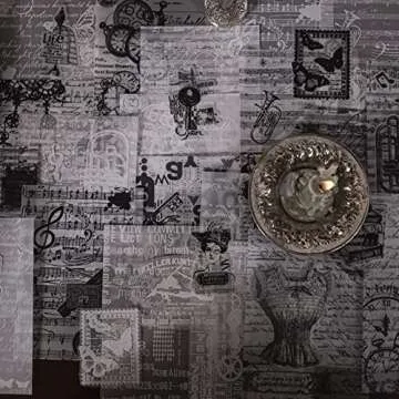 180 Pieces Vintage Black Scrapbooking Supplies Kit 120PCS Black Transparent Paper and 60PCS Aesthetic Stickers for Journaling Junk Journal Cottagecore Gift Wrapping