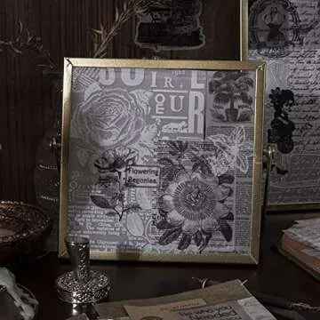 180 Pieces Vintage Black Scrapbooking Supplies Kit 120PCS Black Transparent Paper and 60PCS Aesthetic Stickers for Journaling Junk Journal Cottagecore Gift Wrapping