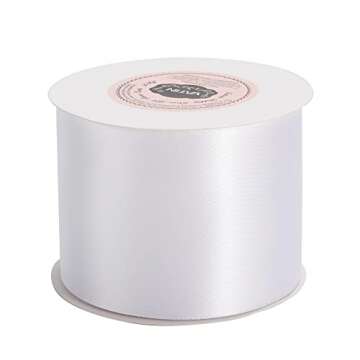 VATIN Double Face White Satin Ribbon 3" Continuous 10 Yards,White Polyester Fabric Ribbon use for Bows Bouquet, Gift Wrapping, Floral Arrangement Wedding Decoration