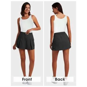 EXLURA Women's Mini Cargo Skirt 2024 High Waisted Activewear Skort Summer Y2K Skirt Shorts with Flap Pockets Black