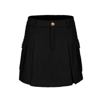 EXLURA Women's Mini Cargo Skirt 2024 High Waisted Activewear Skort Summer Y2K Skirt Shorts with Flap Pockets Black