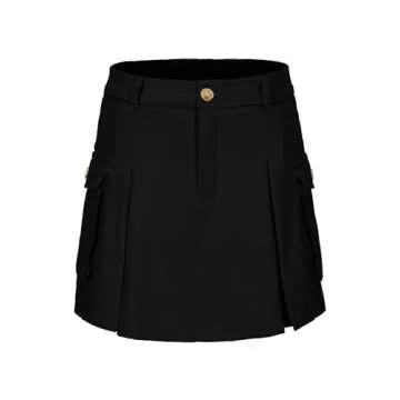 EXLURA Women's Mini Cargo Skirt 2024 High Waisted Activewear Skort Summer Y2K Skirt Shorts with Flap Pockets Black