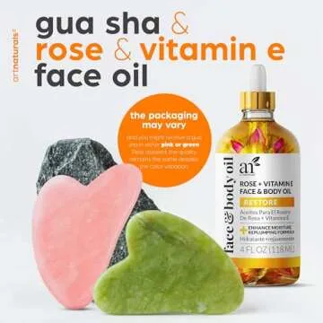ArtNaturals Vitamin E Bio Oil & Gua Sha Set for Glowing Skin