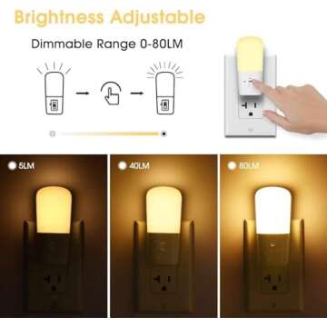 L LOHAS LED Dimmable Night Light[2 Pack], LED Night Lights Plug into Wall with Dusk to Dawn Sensor, Soft White 3000k Brightness Adjustable, Kids Nightlight for Bedroom,Baby Nursery,Hallway