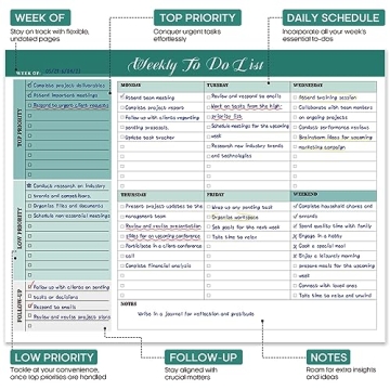 Weekly To Do List Notepad - 52 Tear-Off Sheets for Easy Planning