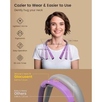 Glocusent Upgraded LED Neck Reading Light, Book Light for Reading in Bed, 30-min Timer, 3 Colors & 3 Brightness Adjustable, Rechargeable & Long Lasting, Perfect for Reading, Knitting