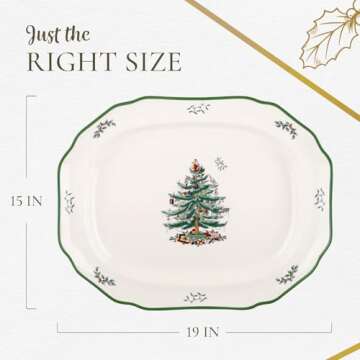 Spode Christmas Tree Serving Platter - 19" Porcelain Tray