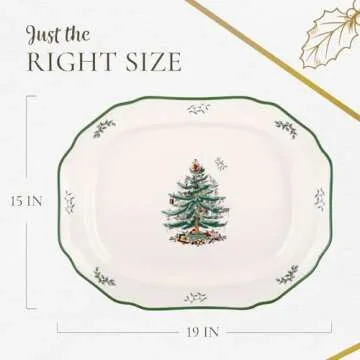Spode Christmas Tree Serving Platter - 19" Porcelain Tray
