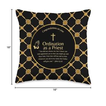 100xGifts Priest Gift Congratulations on Your Ordination Throw Pillow, 16x16, Multicolor