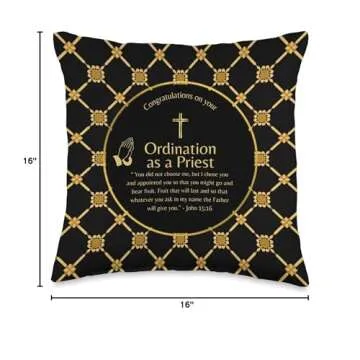100xGifts Priest Gift Congratulations on Your Ordination Throw Pillow, 16x16, Multicolor