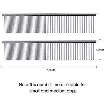Petsvv 2 Pack Pet Stainless Steel Grooming Dog Cat Comb Tool