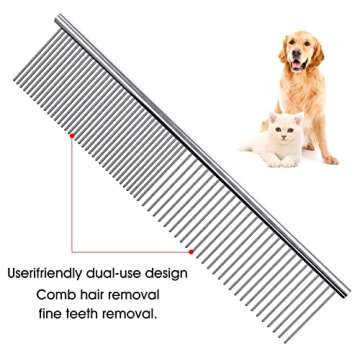 Petsvv 2 Pack Stainless Steel Grooming Comb for Pets