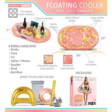 POZA Inflatable Rose Gold Floating Cooler for Parties