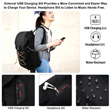 XQXA Travel Laptop Backpack, Large Durable Aesthetic Backpack for Women & Men with USB Charging Slit...