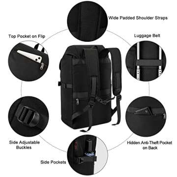 XQXA Travel Laptop Backpack, Large Durable Aesthetic Backpack for Women & Men with USB Charging Slit, Water Resistant Anti-theft College Work Computer Backpack for 17 Inch Notebook, Black