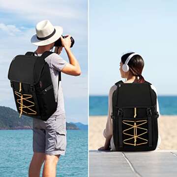 XQXA Travel Laptop Backpack, Large Durable Aesthetic Backpack for Women & Men with USB Charging Slit, Water Resistant Anti-theft College Work Computer Backpack for 17 Inch Notebook, Black