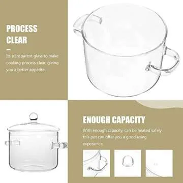 Glass Saucepan with Cover Heat-resistant Glass Stovetop Pot and Pan with Lid for Pasta Noodle, Soup, Milk, Baby Food (64oz/1900ml)