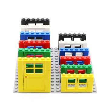 102 Piece Windows and Doors Building Blocks Accessories, Includes Doors and Windows, Assorted Colors Set of 6 for Building, Compatible with Lego Parts and Pieces