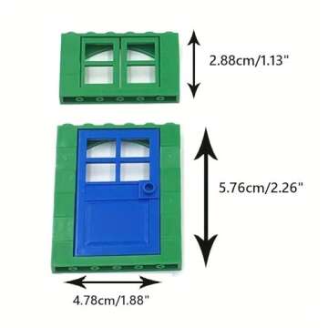 102 Piece Windows and Doors Building Blocks Accessories, Includes Doors and Windows, Assorted Colors Set of 6 for Building, Compatible with Lego Parts and Pieces