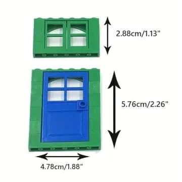 102 Piece Windows and Doors Building Blocks Accessories, Includes Doors and Windows, Assorted Colors Set of 6 for Building, Compatible with Lego Parts and Pieces