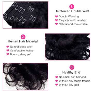 Premium Clip in Hair Extensions for Black Women 100% Human Hair