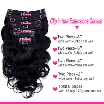 Premium Clip in Hair Extensions for Black Women 100% Human Hair