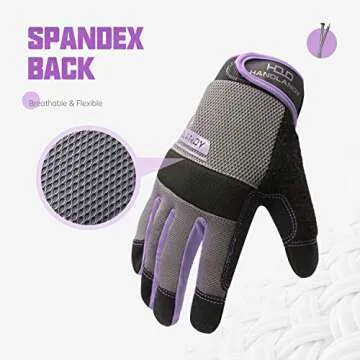 HANDLANDY Utility Work Gloves Women, Flexible Breathable Yard Work Gloves, Thin Mechanic Working Gloves Touch Screen (XS, Purple)