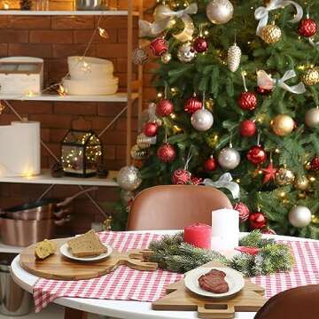 Uiifan 2 Pcs Christmas Cutting Board Charcuterie Board with Antler Handle Acacia Wood Serving Board Christmas Tree Board Chopping Board Platter Butcher Block for Kitchen Cheese Bread Salad Gifts