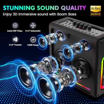 Karaoke Machine with 2 Microphones, Portable Bluetooth 5.3 Speaker