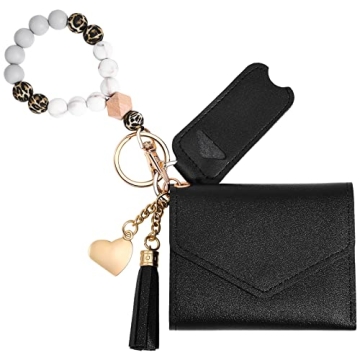 Stylish Weewooday Wristlet Bracelet Keychain with Wallet & Lipstick Holder