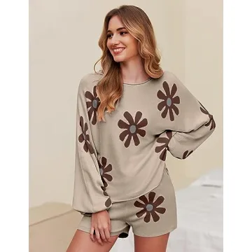 Ekouaer Women’s Soft Knit Pajama Set for Lounging