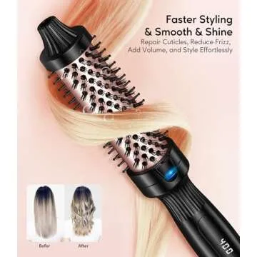 Terviiix 1.25 Inch Thermal Brush, Fast-Heating Ceramic Tourmaline Ionic Volumizing Brush, Heated Round Brush for Volumizing and Soft Curls, Digital Display 9 Temperatures Curling Wand, Dual Voltage