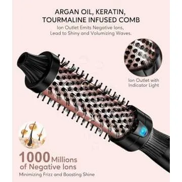 Terviiix 1.25 Inch Thermal Brush, Fast-Heating Ceramic Tourmaline Ionic Volumizing Brush, Heated Round Brush for Volumizing and Soft Curls, Digital Display 9 Temperatures Curling Wand, Dual Voltage