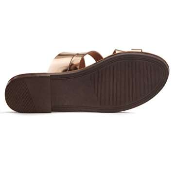 Herstyle Donnoddi Women’s Slip on Flip Flops Toe Ring Slides Comfort Flat Summer Sandals RoseGold 7.5